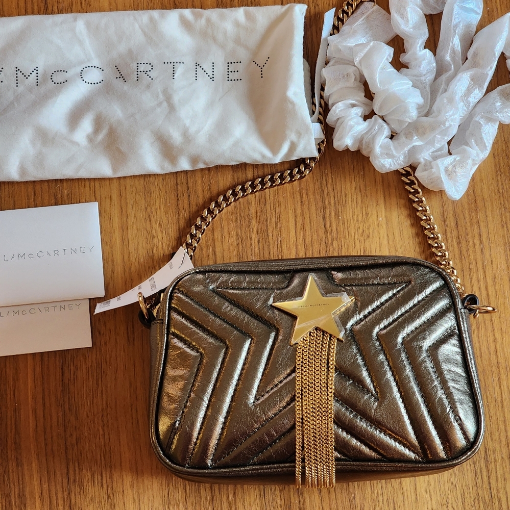 $1195 NWT 100% Authentic Stella McCartney mini Shoulder Fringe Star bag